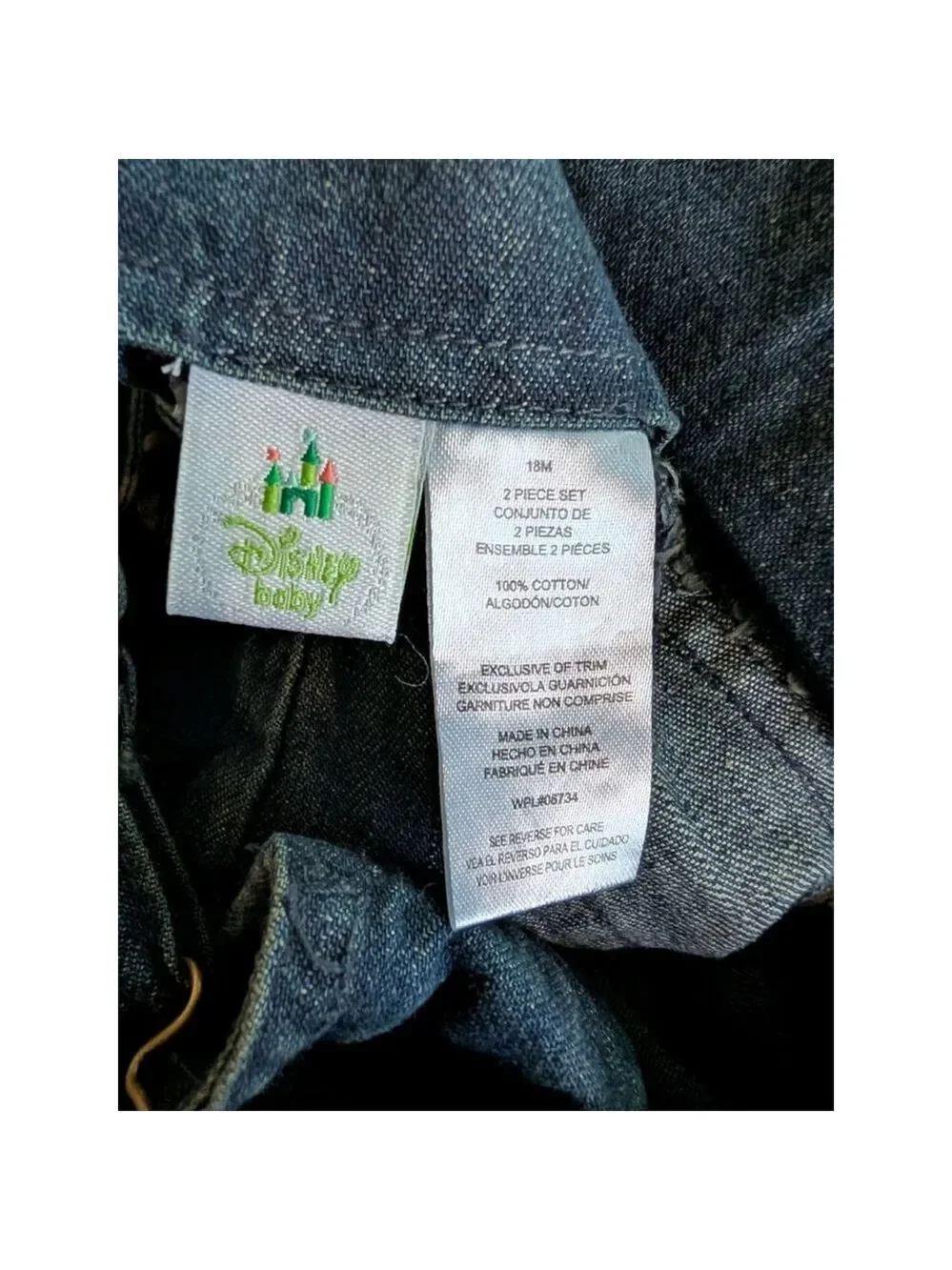 NEW Disney Baby Unisex Denim Shortall Set Size 18M